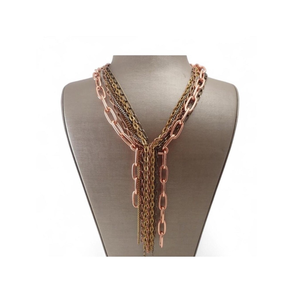 11Gemma Lux Mixed Metal Multi Strand Necklace Womens OS Rose Gold Brass Excellen